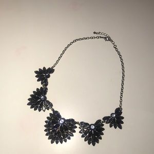 darker silver and darker blue decorative necklace
